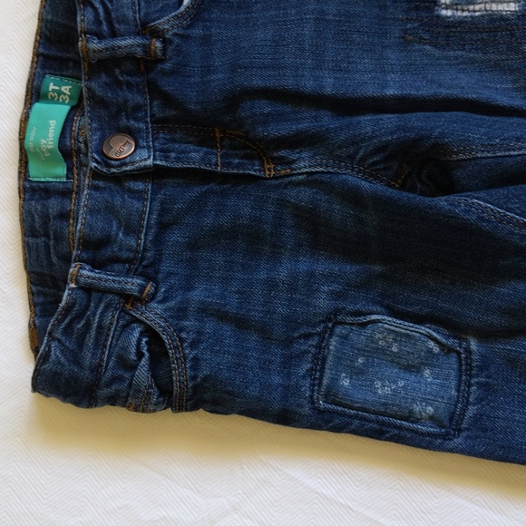 old navy the boyfriend cropped distressed patchwork denim jeans 3T toddler girls - Picture 4 of 8